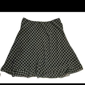 Lauren By Ralph Lauren Black And White Plaid Flowy Preppy Skirt SZ 1X
